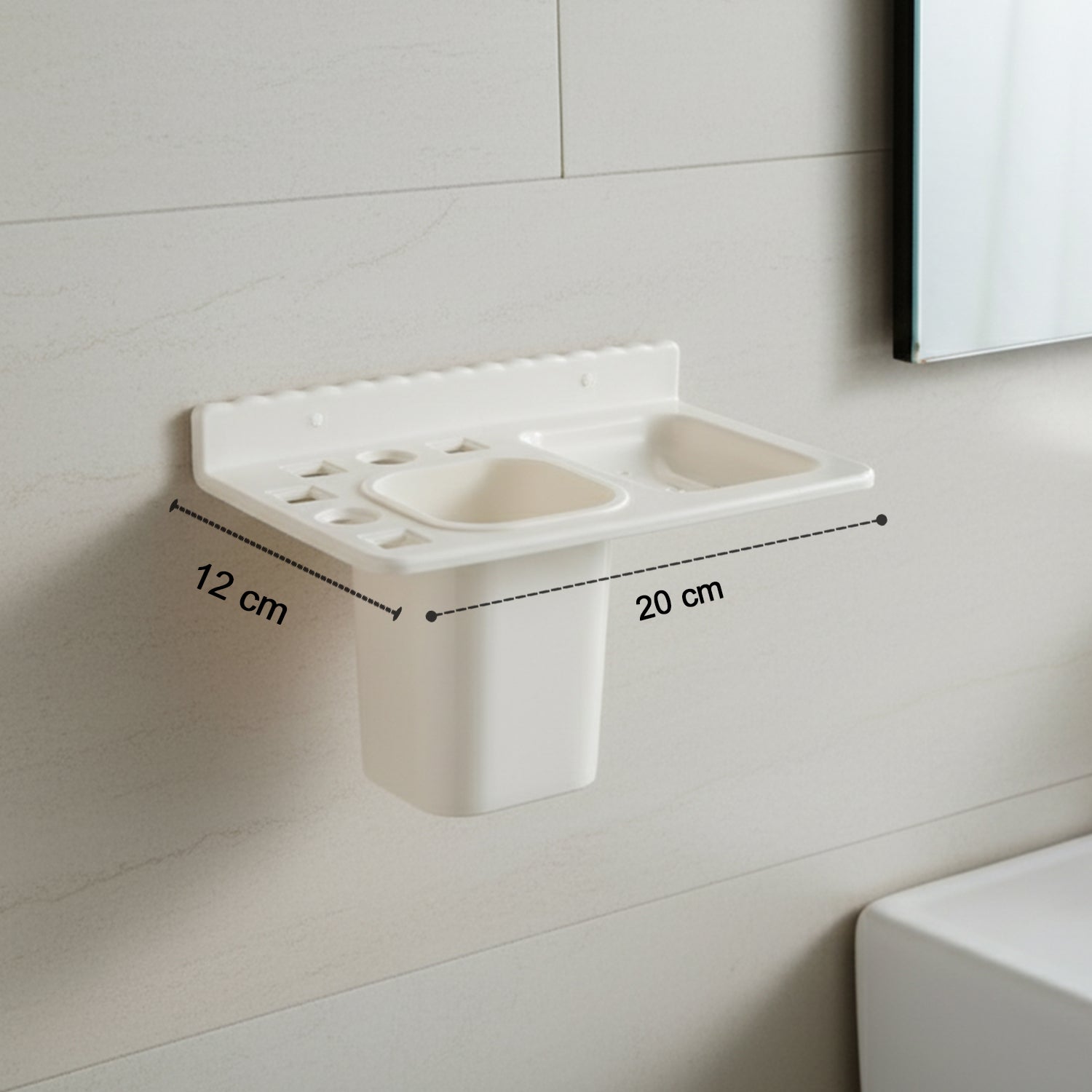 3in1 Wall Mounted Multi-Compartment Toothbrush & Soap Holder with Cup (1 Pc) 3in1 Wall Mounted Multi-Compartment Toothbrush & Soap Holder with Cup (1 Pc)